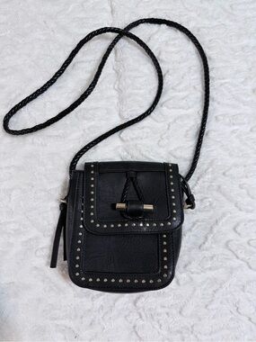 Sam and Hadley Black Studded Crossbody Bag with Braided Strap - NWOT